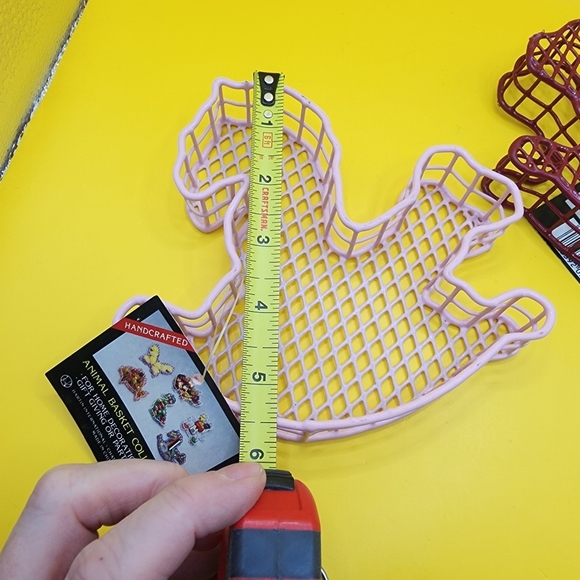 2 Vtg Rocking Horse Wire Baskets Desk Organizers Red Pink 5.5 Inch - Picture 5 of 5